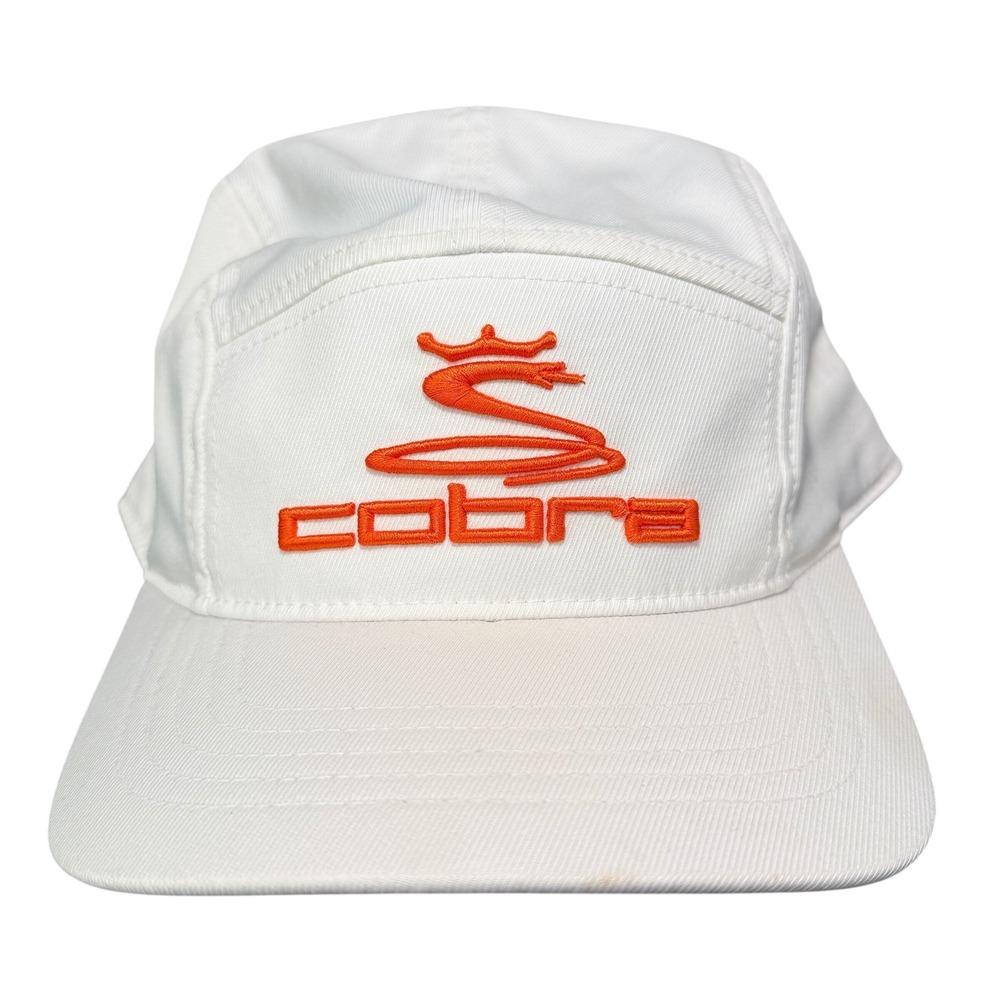 Cobra Golf Hat Mens White Orange Embroidered 5 Panel Snapback Cap 110 Flexfit